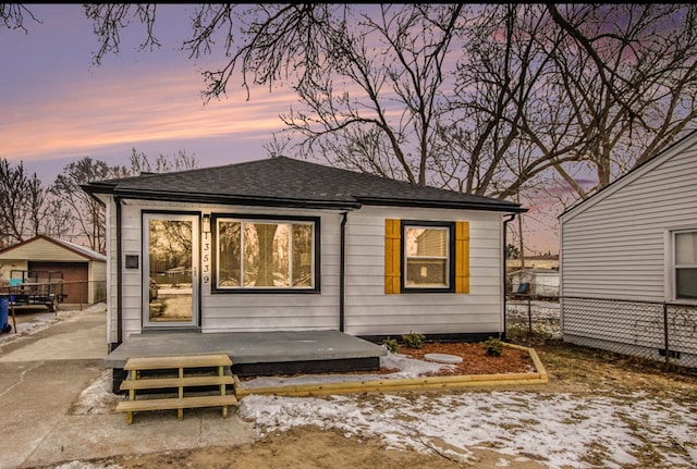 view of snow covered property