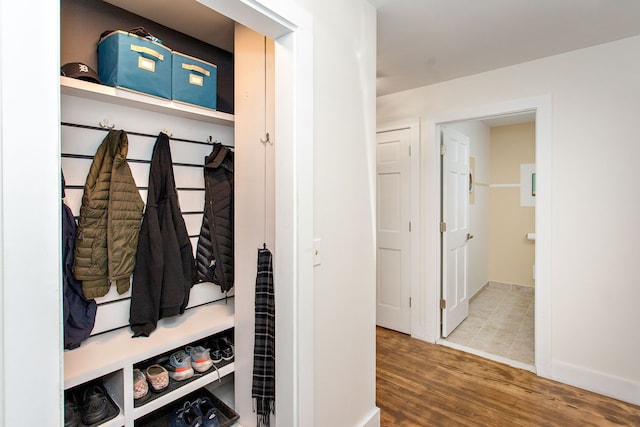 mudroom featuring hardwood / wood-style flooring