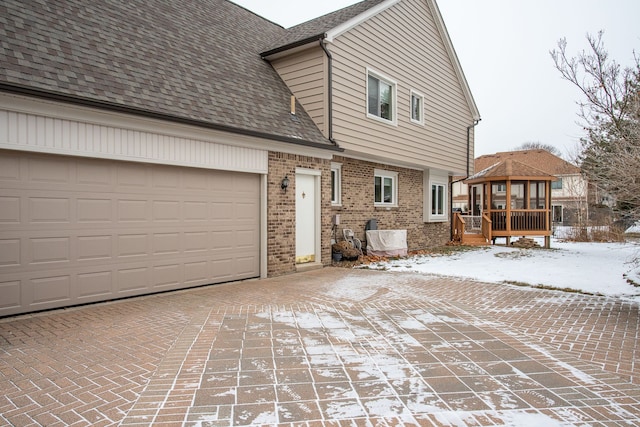 exterior space with a garage