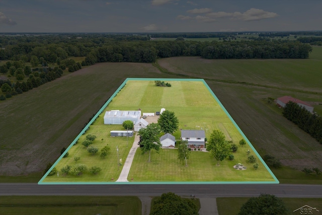 drone / aerial view with a rural view