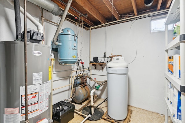 utility room featuring gas water heater