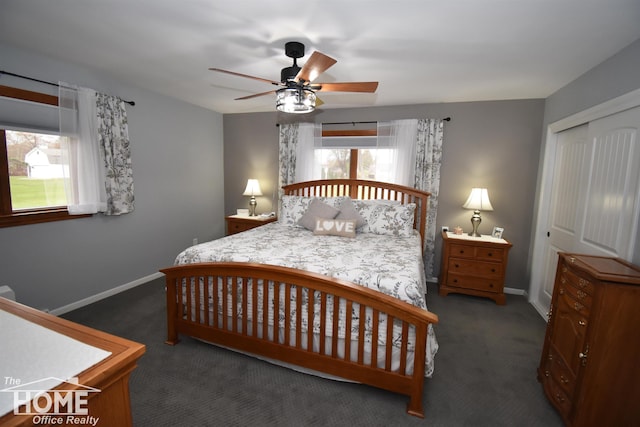 200 Elmwood Dr, Corunna, MI 48817 - carpeted bedroom featuring baseboards, a ceiling fan, and a closet