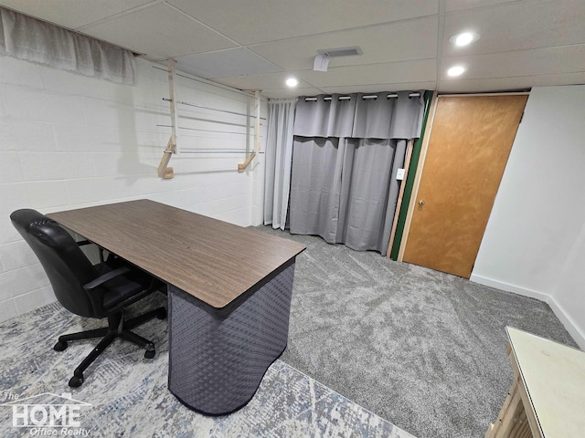 200 Elmwood Dr, Corunna, MI 48817 - carpeted office space with a drop ceiling, recessed lighting, and visible vents