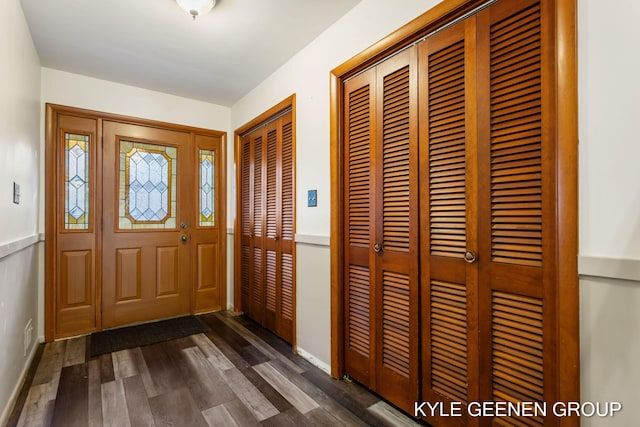 entrance foyer featuring dark wood-type flooring