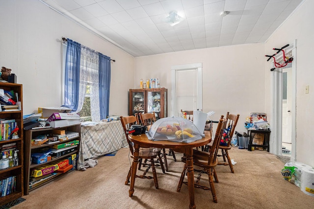 dining space with carpet