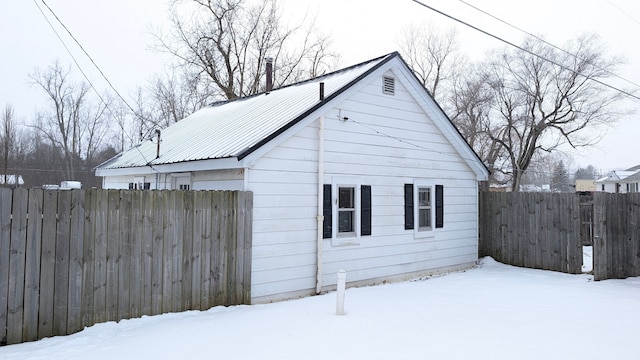 view of snow covered exterior