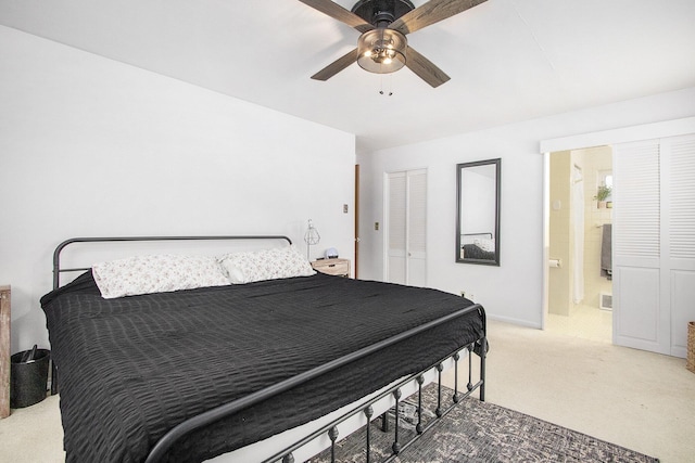 bedroom with carpet and ceiling fan