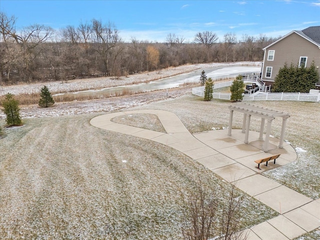 view of yard with a pergola