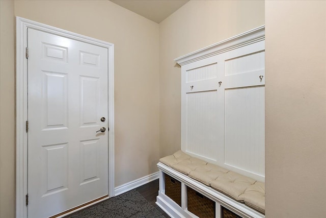 mudroom featuring dark hardwood / wood-style floors