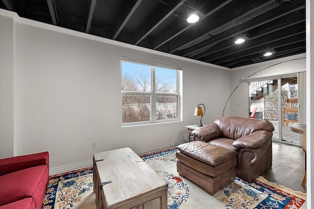 living room featuring wood-type flooring