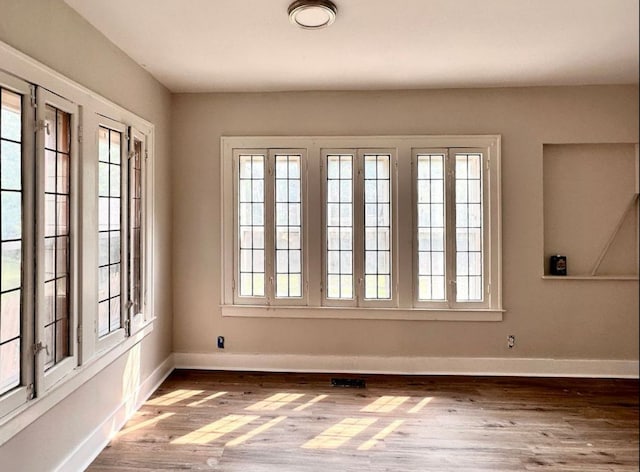 empty room featuring wood-type flooring and plenty of natural light