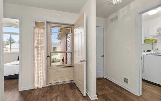 interior space featuring dark wood-type flooring