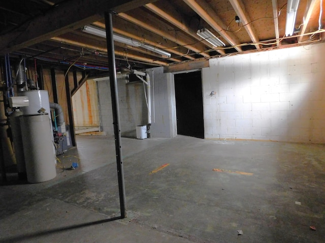 basement with gas water heater