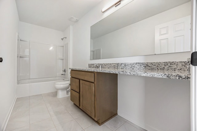11964 Timber Ct, Bruce, MI 48065 - full bath with vanity, toilet, tile patterned floors, baseboards, and shower / bath combination