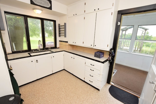 kitchen with sink and white cabinets