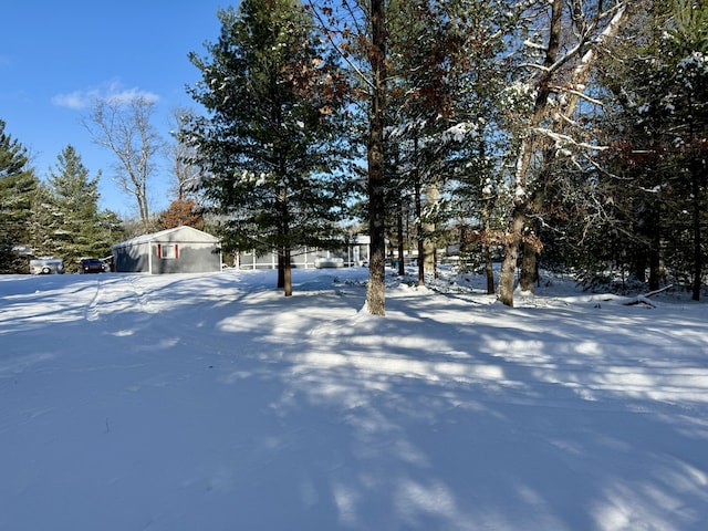 view of yard covered in snow