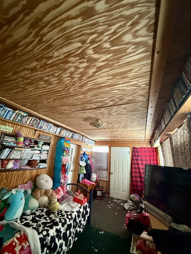 interior space featuring wooden ceiling