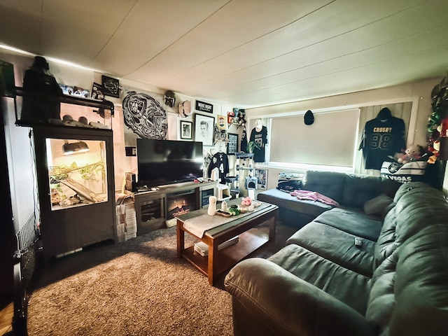 living room featuring carpet floors