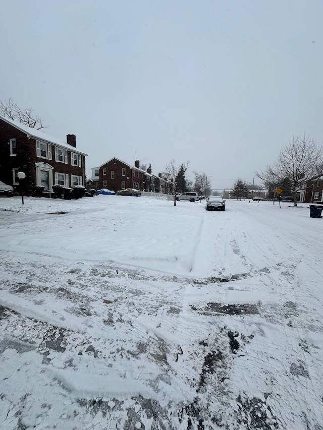 view of yard covered in snow