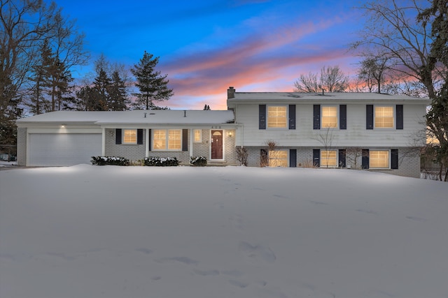 tri-level home featuring a garage