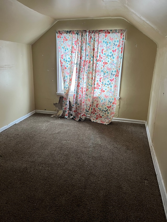 bonus room with lofted ceiling and carpet