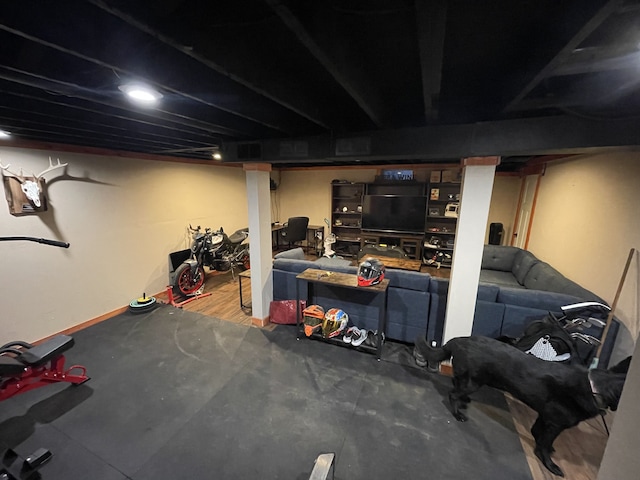 view of finished basement