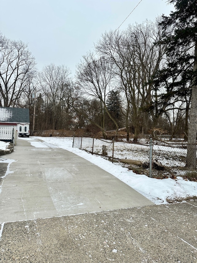 view of yard covered in snow