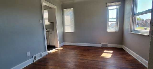 spare room featuring dark wood-type flooring