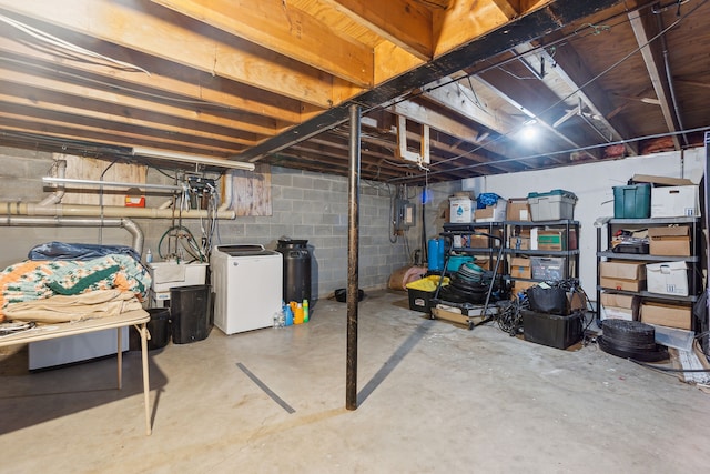 basement featuring electric panel