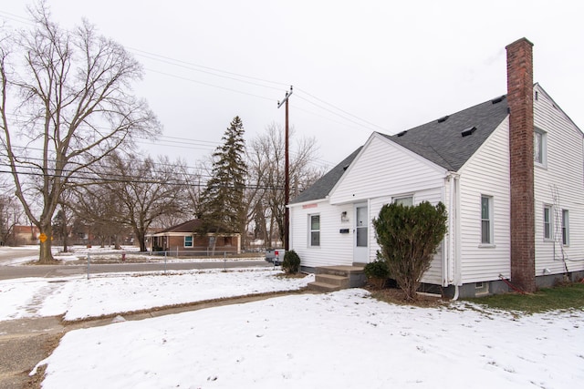 view of snow covered exterior