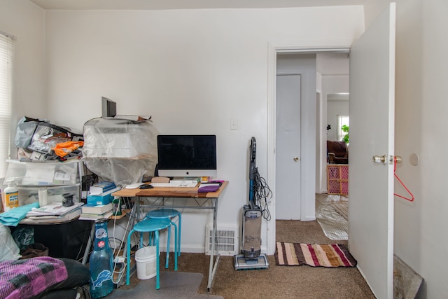 view of carpeted office space