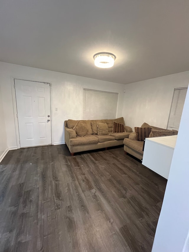 living room featuring dark hardwood / wood-style floors