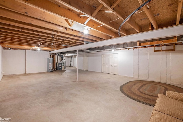 basement with gas water heater