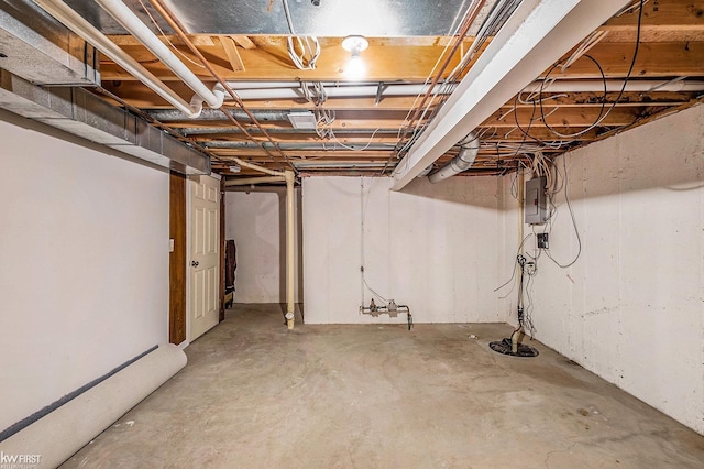 basement with electric panel