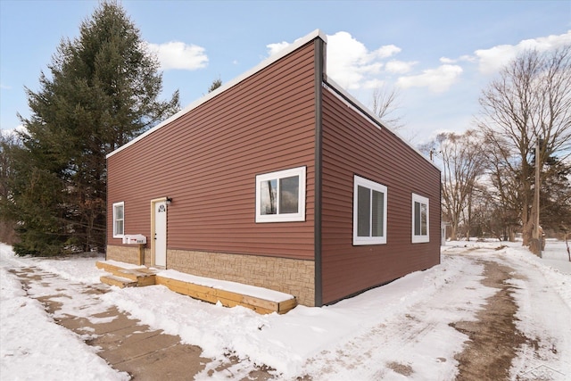 view of snow covered exterior