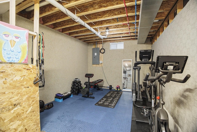 exercise room with electric panel