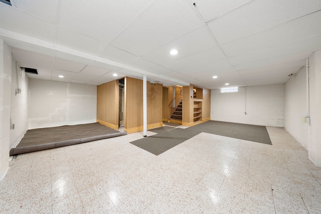 basement with a drop ceiling