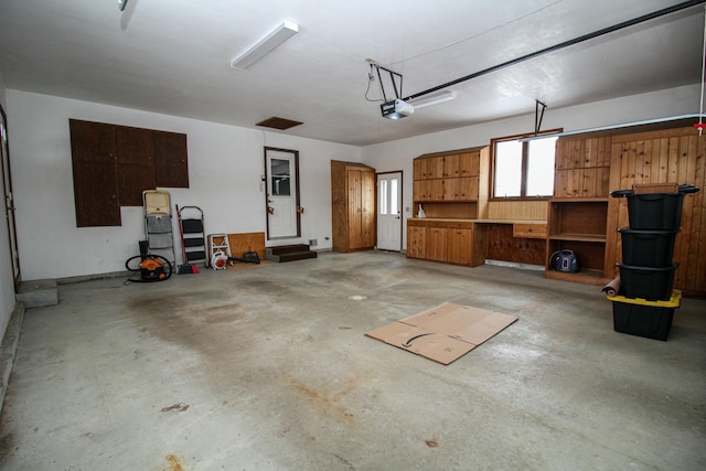 garage with a garage door opener