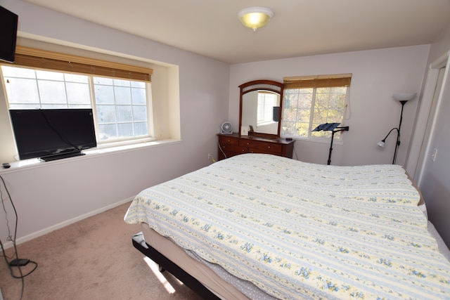 carpeted bedroom with multiple windows