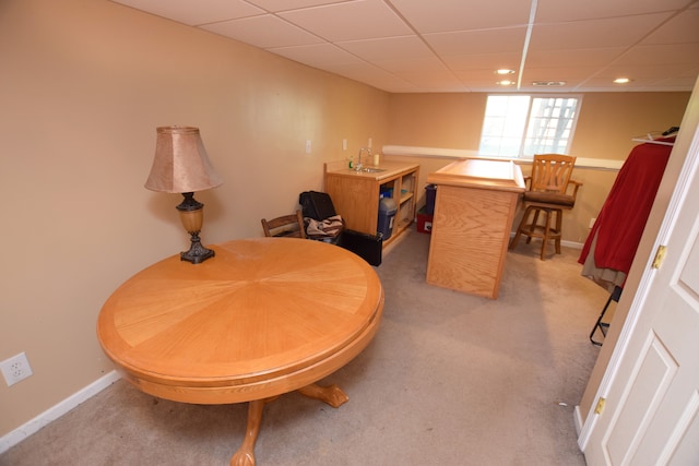 living area featuring carpet floors