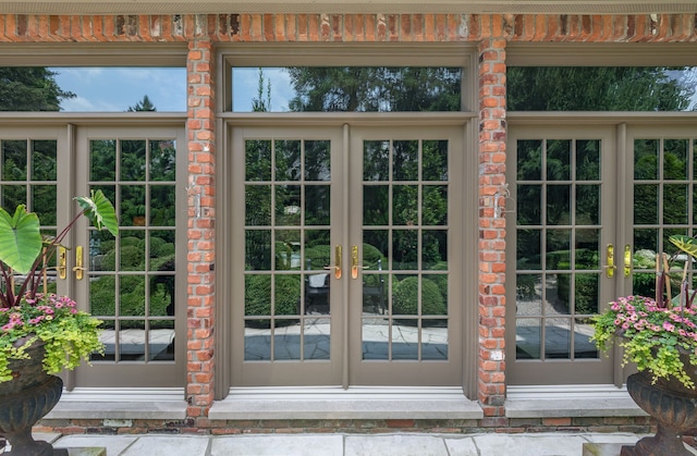 doorway to outside featuring french doors