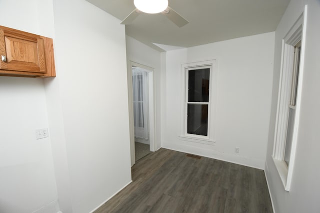 corridor featuring dark wood-type flooring