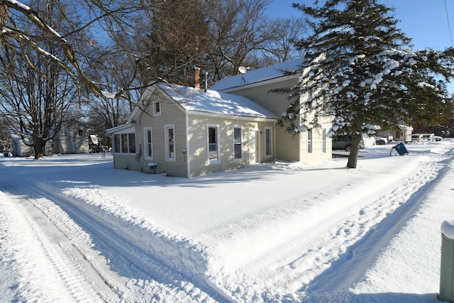 view of snow covered exterior