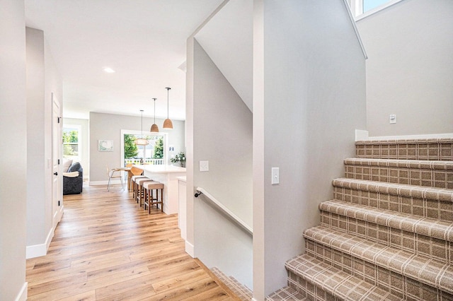 108 Elkenburg St Unit 18, South Haven, MI 49090 - stairway featuring hardwood / wood-style flooring