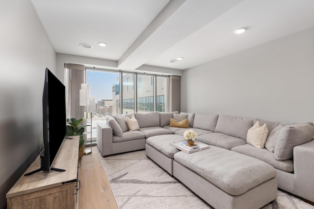 living room featuring light hardwood / wood-style flooring