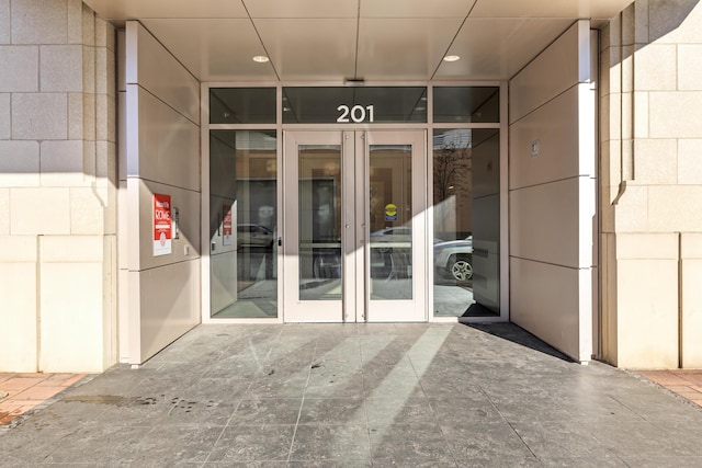 property entrance with french doors