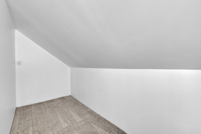 bonus room with lofted ceiling and carpet floors