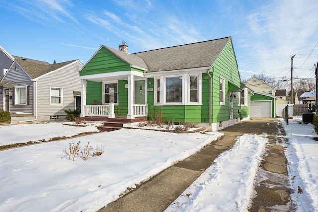 bungalow-style house with a garage and covered porch