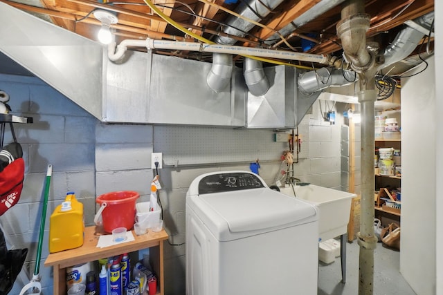 laundry area featuring washer / dryer and sink