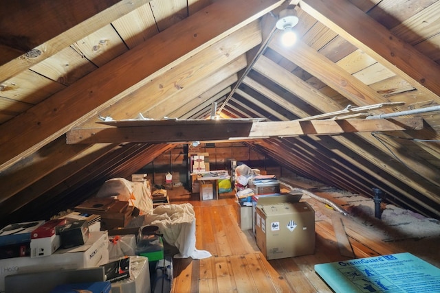 view of unfinished attic